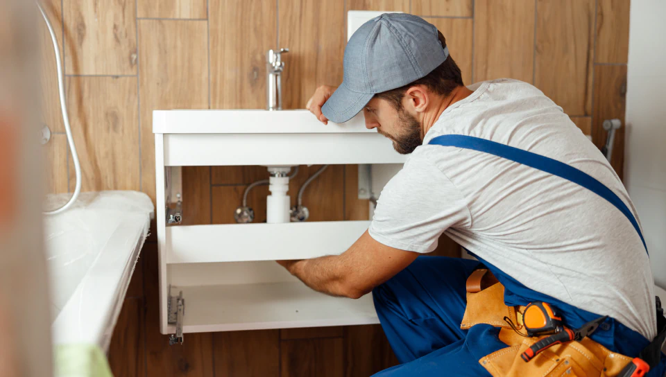 man doing plumbing works